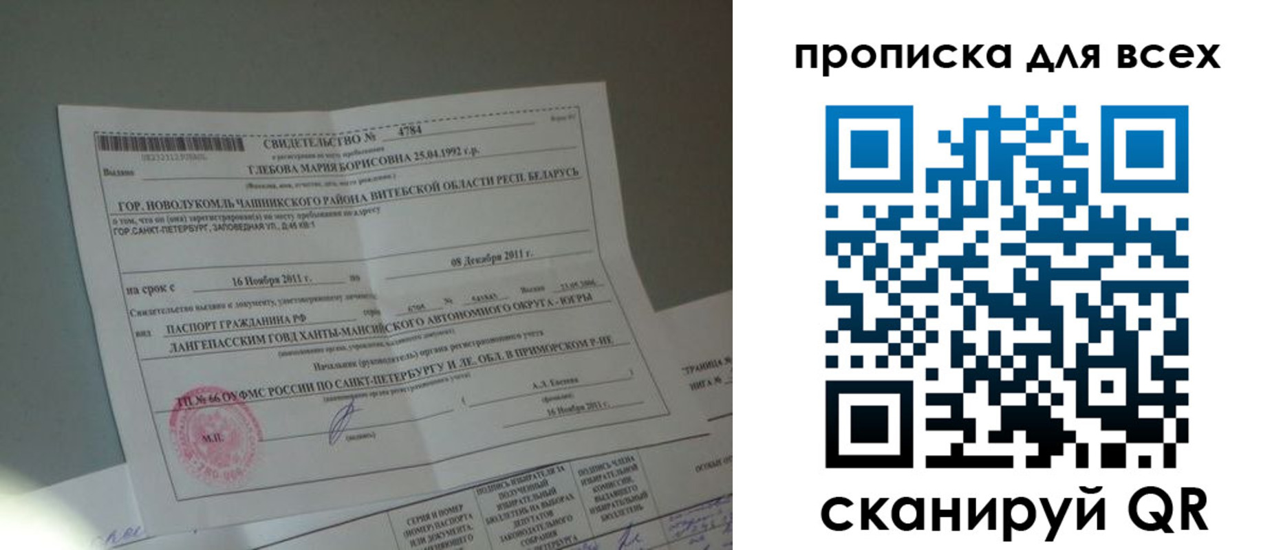 временная регистрация для всех в Пересвете